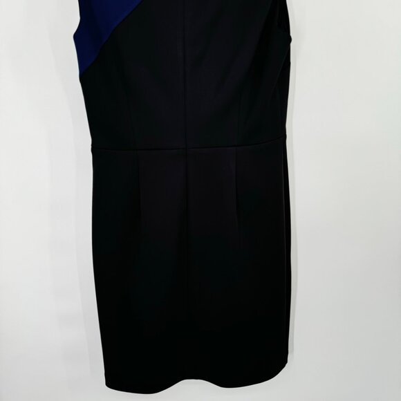 Ellen Tracy Sleeveless Color Block Sheath Dress Size 8 Navy Black scuba knit - Picture 11 of 14